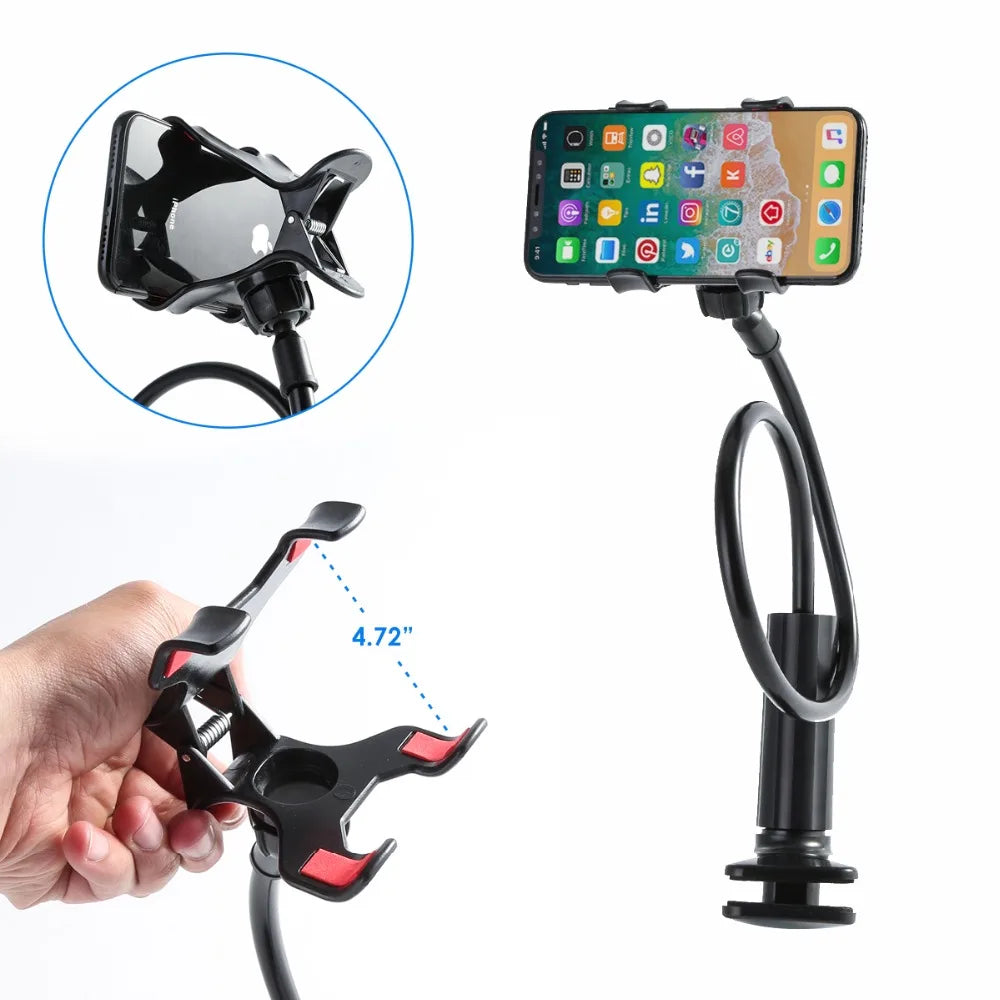 Universal phone holder flexible  clamp long arms mount